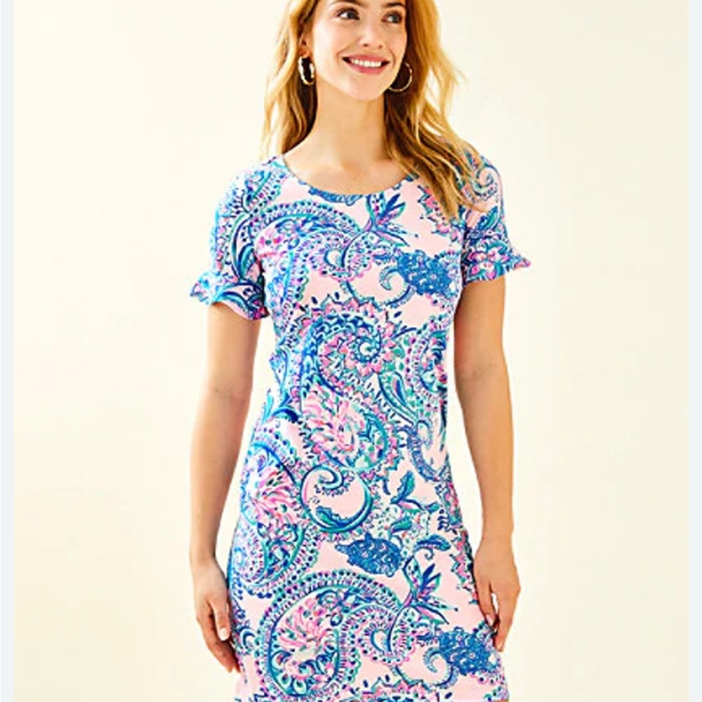 Lilly Pulitzer Blue and Pink Sheath Mini Dress